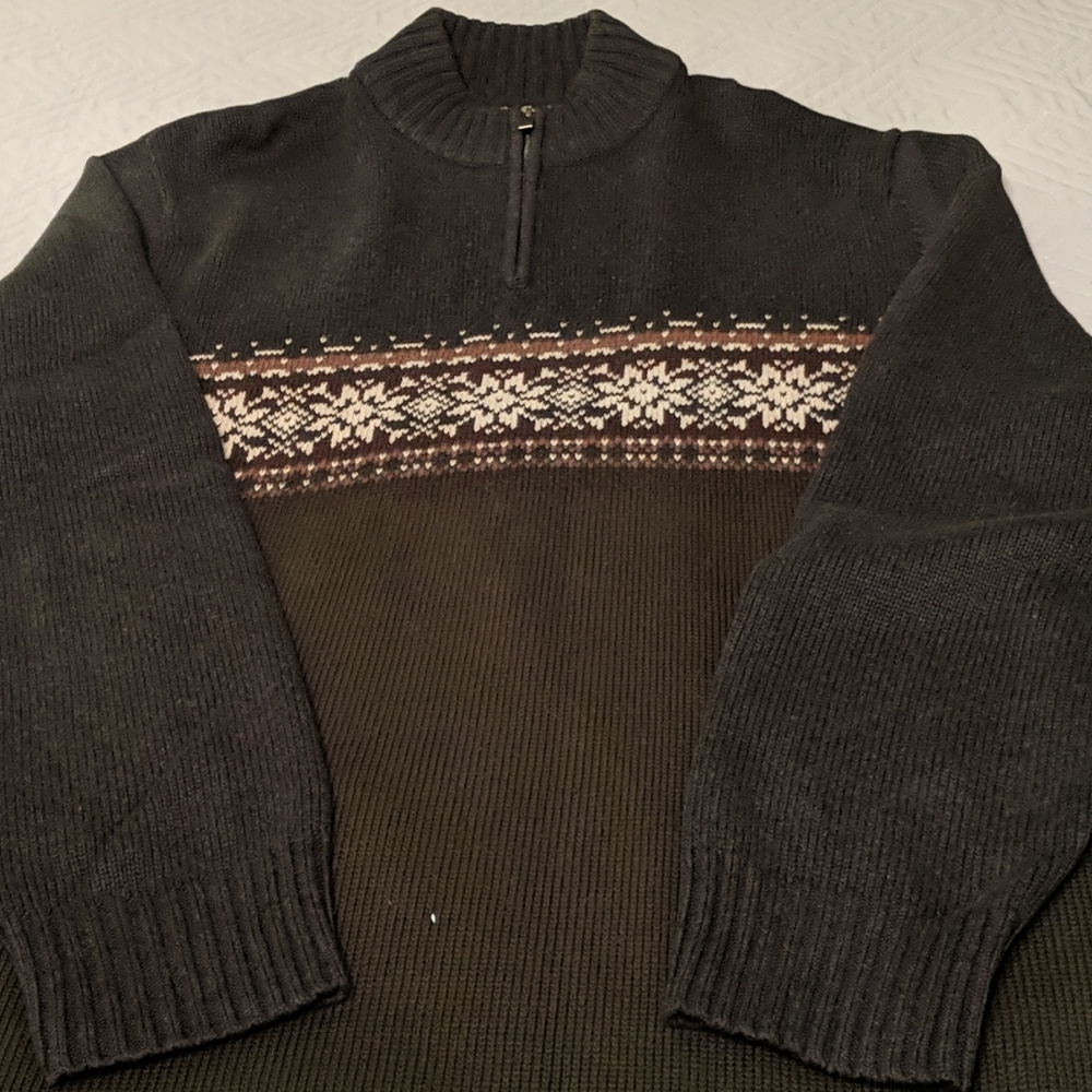 Used Dark-Green Men's Eddie Bauer zip up sweater